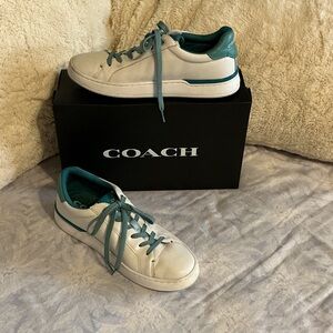 Coach White and Teal Sneakers